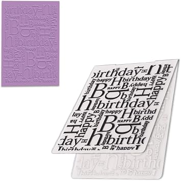 3-D Textured Impressions Background Embossing Folder, Happy Birthday Words Pattern Plastic Embossing Folder Template for Card Making Scrapbooking Paper Craft Album Stamps DIY Decor