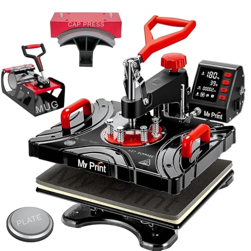 Image of MY PRINT | Upgraded Model 2025 | DTF | SUBLIMATION | VINYL PRINTING | With Double Heating Tube | Heat Press 5in1 Combo Printing Machine for T-Shirts, Mug, Plate Heat Press Machine | 12x15 Inch | with Automatic Time Countdown [Model 2025-26] [Upgraded & AutoMatic]