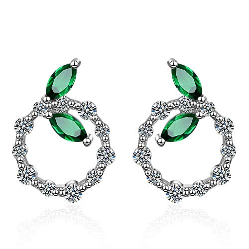 Boucles d'oreilles circulaires en argent 925 avec pierres d'émeraude