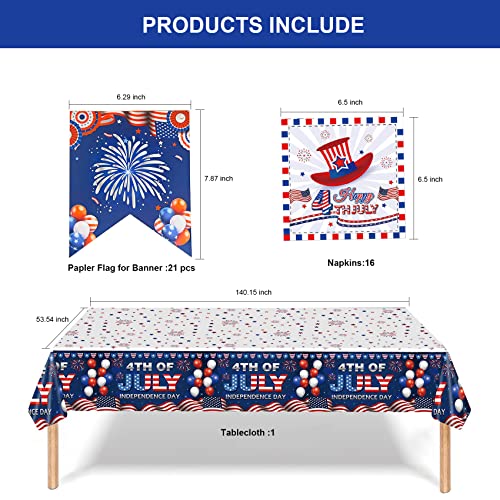 200Pcs 4Th Of July Party Supplies Pack -Tablecloths, Plates, Napkins, Cups, Straws, Flatware Set (Serves 16), Banner, Balloons For Independence Day Party/July Fourth Patriotic Party Veterans Memorial Day #TOP6