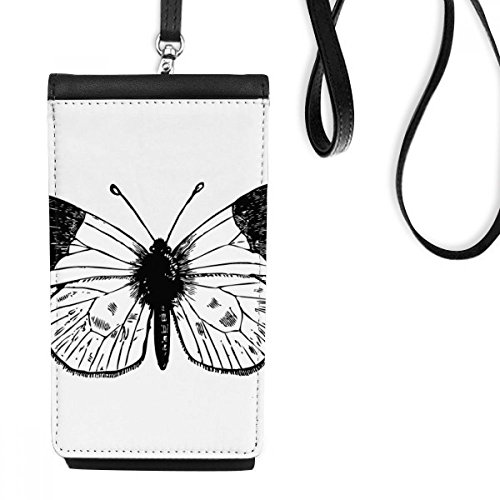 Sac téléphone ailes papillon noir en faux cuir pour smartphone