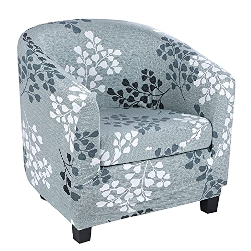 Searchi Stretch Club Chair Slipcover 2 Piece, Soft Removable Printed Tub Chair Slipcover, Non Slip Barrel Chair Slipcovers, Club Chair Cover For Living Room(Leaves) #TOP10