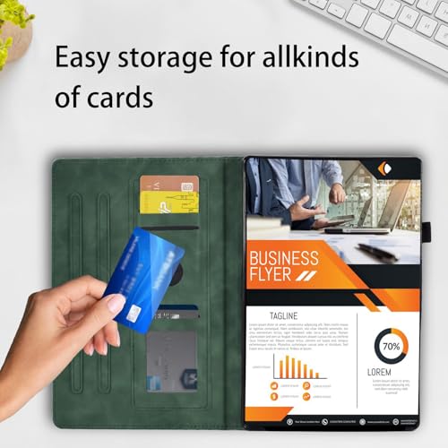 VKooer Etui do Samsung Galaxy Tab A11 Plus 2025 (11 cali)/A9 Plus 2023 etui ochronne SM-X210/X215/X216 Premium PU skórzany pokrowiec TPU odporny na uderzenia, ciemnozielone