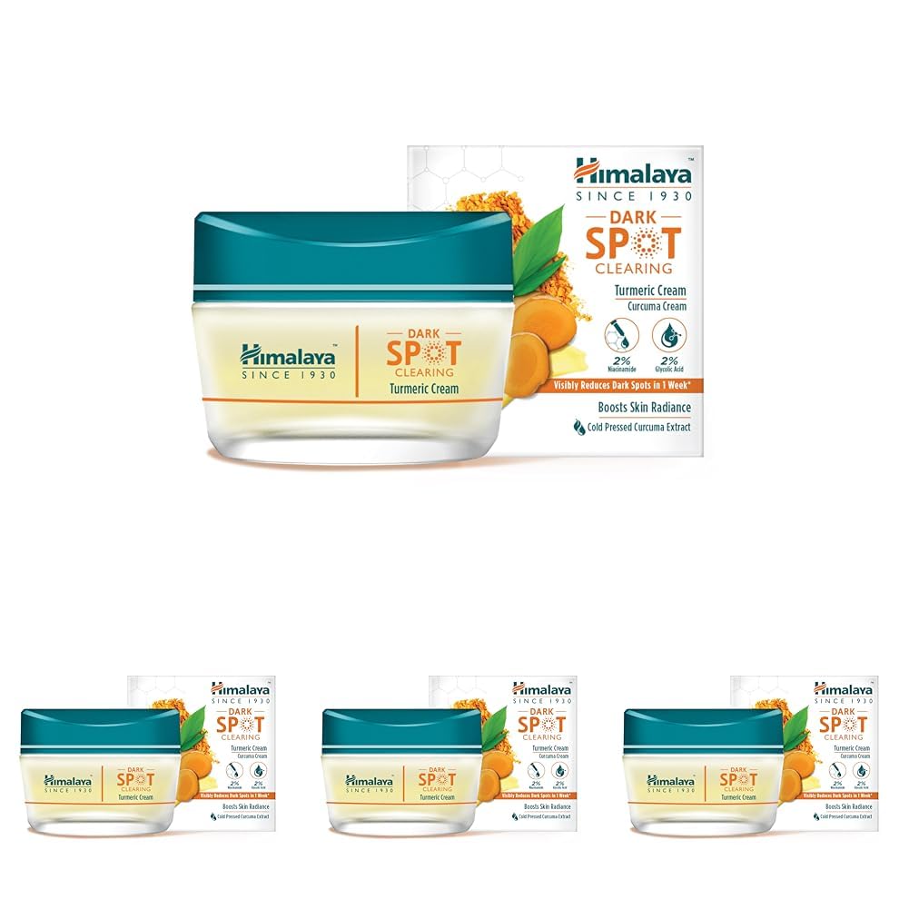 Himalaya Dark Spot Clearing Turmeric Cream - Reduce visiblemente las manchas oscuras en 1 semana - 50g Paquete de 4, Dark Spot Clearing Cream