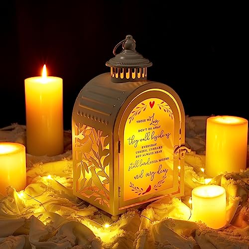 WOODEXPE Sympathy Gift Memorial Gift for Loss of Loved One Memorial Lantern with Flickering LED Candle and Remote Control (Those We Love White) - Thumbnail 7