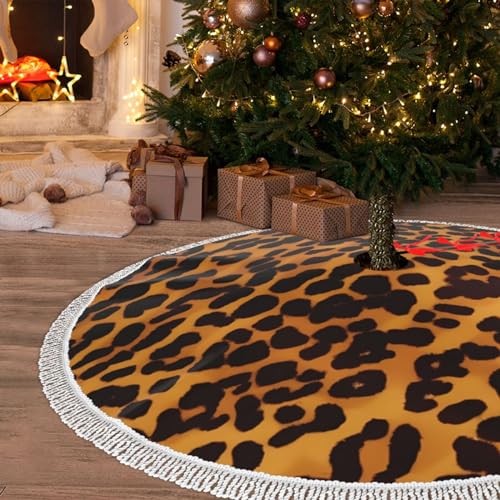 Jupe de sapin léopard 122 cm avec pampilles, tapis rustique et imperméable - 2