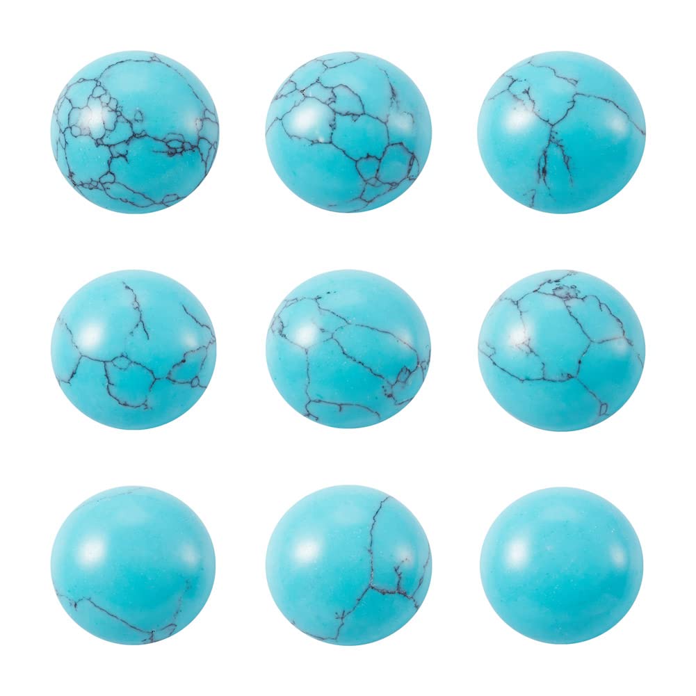 Craftdady 50PCS Flat Round Cabochon 8mm Synthetic Turquoise Chakra Healing Crystal Half Round Dome Cabs Flat Back Covers for Jewellery Making — image 1