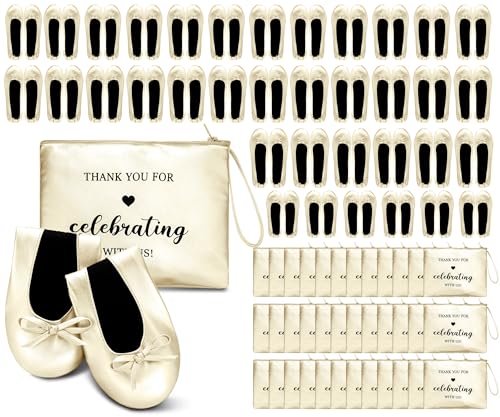 Image of Cuffbow Wedding Foldable Flats Dancing Shoes Bulk Women's Roll up Ballet Flats Wedding Party Slippers for Bridesmaids Guests