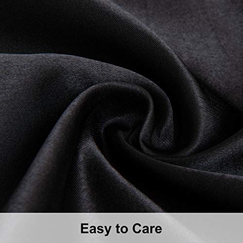 NTBAY Silk Satin Pillowcases - Satin Pillowcase for Hair and Skin, Pillow Cases 2 Pack with Envelope Closure, 50x90 cm, Black