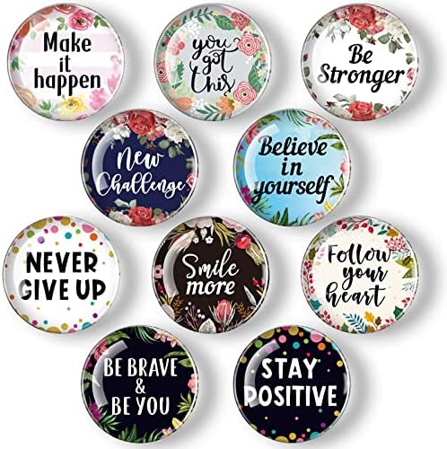 10 Pieces Inspirational Fridge Magnets Motivational Quote Magnets Glass Refrigerator Whiteboard Magnets for Classroom Office Home Locker Cabinet Dishwasher Photo Decor Supplies (Charming Pattern)