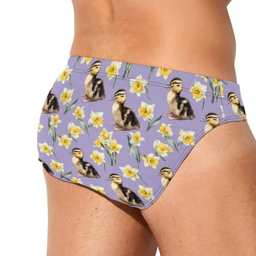 Ducks and Daffodils Flower Men's Swim Briefs Low Waist Bikini Swimsuit Underwear Beach Swimwear3