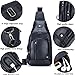 KPYWZER Genuine Leather Sling Backpack with USB Charging Port Chest Bag Outdoor Hiking Travel Daypack Black