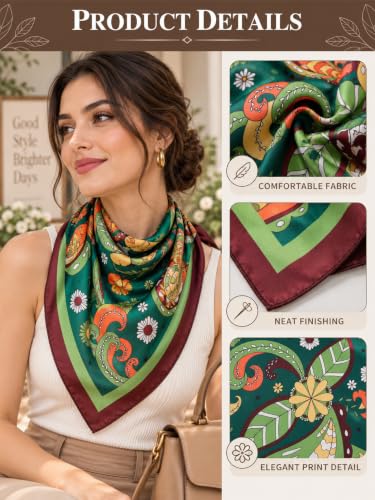 Image of Ravaiyaa - Attitude is everything Women Printed Silk Bandana 21 x 21 Inch Square Headband & Hair Wrap, Soft & Versatile | Fashion Neck Wrap
