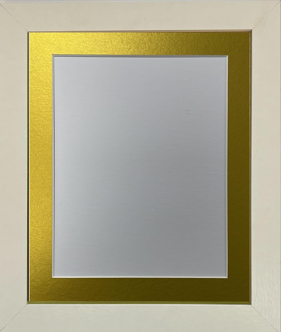 FRAMES BY POST Studio Natural White Ash Picture Photo Frame with Gold Mount 20 x 16 Inch for Image Size A3