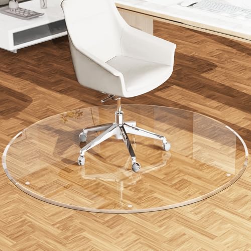 Image of MESAILUP Beveled Edge 48 inch Round Chair Mat for Carpet or Hardwood Floor Crystal Clear, 48 inch x 48 inch for a Smooth Glide and Easy Roll On /Off, Heavy Duty and Non-Slip Floor Ultimate Clear Chair Mat