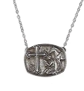 Crown Cross Pendant Necklace Chunky Cross Necklace for Women Statement Necklace 14K Gold Plated Dainty Cross Necklace