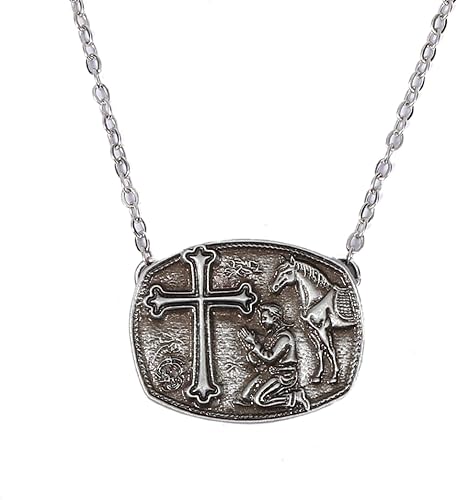 Crown Cross Pendant Necklace Chunky Cross Necklace for Women Statement Necklace 14K Gold Plated Dainty Cross Necklace