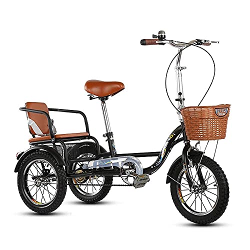 Triciclo para adultos de 3 ruedas, 14 pulgadas, tipo cruiser, con guardabarros delanteros y traseros, asiento trasero y canasto de carga, para personas mayores, mujeres y hombres miniatura 1