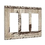 Placa de interruptor de luz basculante de madera rústica con diseño de oso de bosque de 3 bandas, cubierta