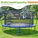 ORCC 1200LBS Weight Capacity Trampoline 16 15 14 12 10 8FT Without Basketball Hoop Water Sprinkler Spiral Ground Stakes Outdoor Yard Trampolines for Kids Adults