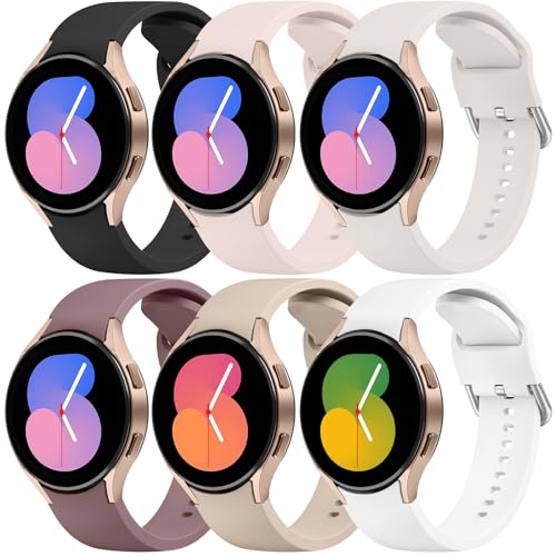 Amzpas 6 Pièces Bracelet Pour Samsung Galaxy Watch 40mm/44mm/45mm/46mm/47mm, Bracelet Remplacement en Silicone Pour Classic Femme Homme