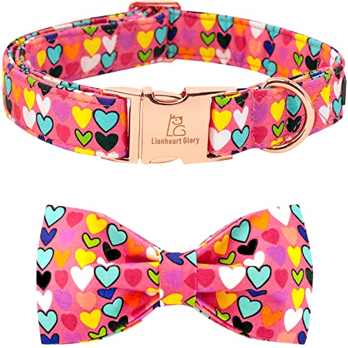 Lionheart glory Valentine's Dog Collar, Dog Collars with Bow, Pet Collar Adjustable Dogs Bowtie Pet Collars for Medium Dogs