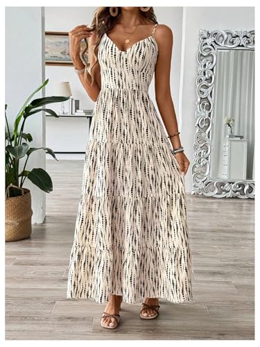 Image of SweatyRocks Women Summer Long Dress V Neck Cut Out Bow Tie Long Dresses Boho Ruffle Long Dresses