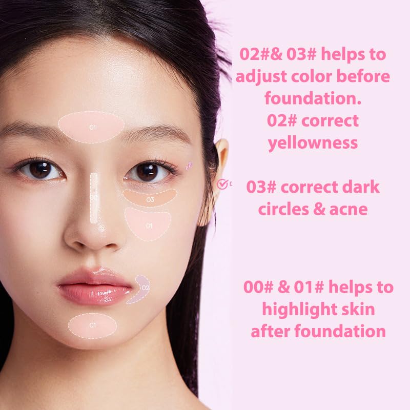 1PC Fidoo Liquid Concealer Color Corrector Liquid Facial Concealer, Stay Long Lasting Moisturizing Liquid Makeup Facial Highlighter, Create Flawless Makeup Concealer (01#, 6.5g)