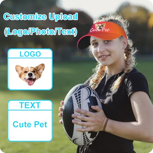 Image of Custom Visor Hat for Men Women Personalized Design Your Own Text Logo Adjustable Sport Baseball Cap