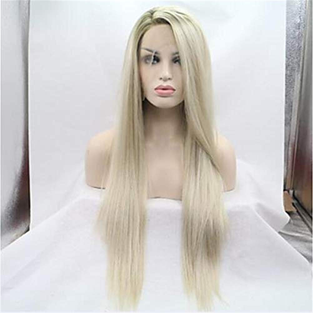 Perruques synthétiques avant de lacet blonde platine pour masquer la perte de cheveux avec volume