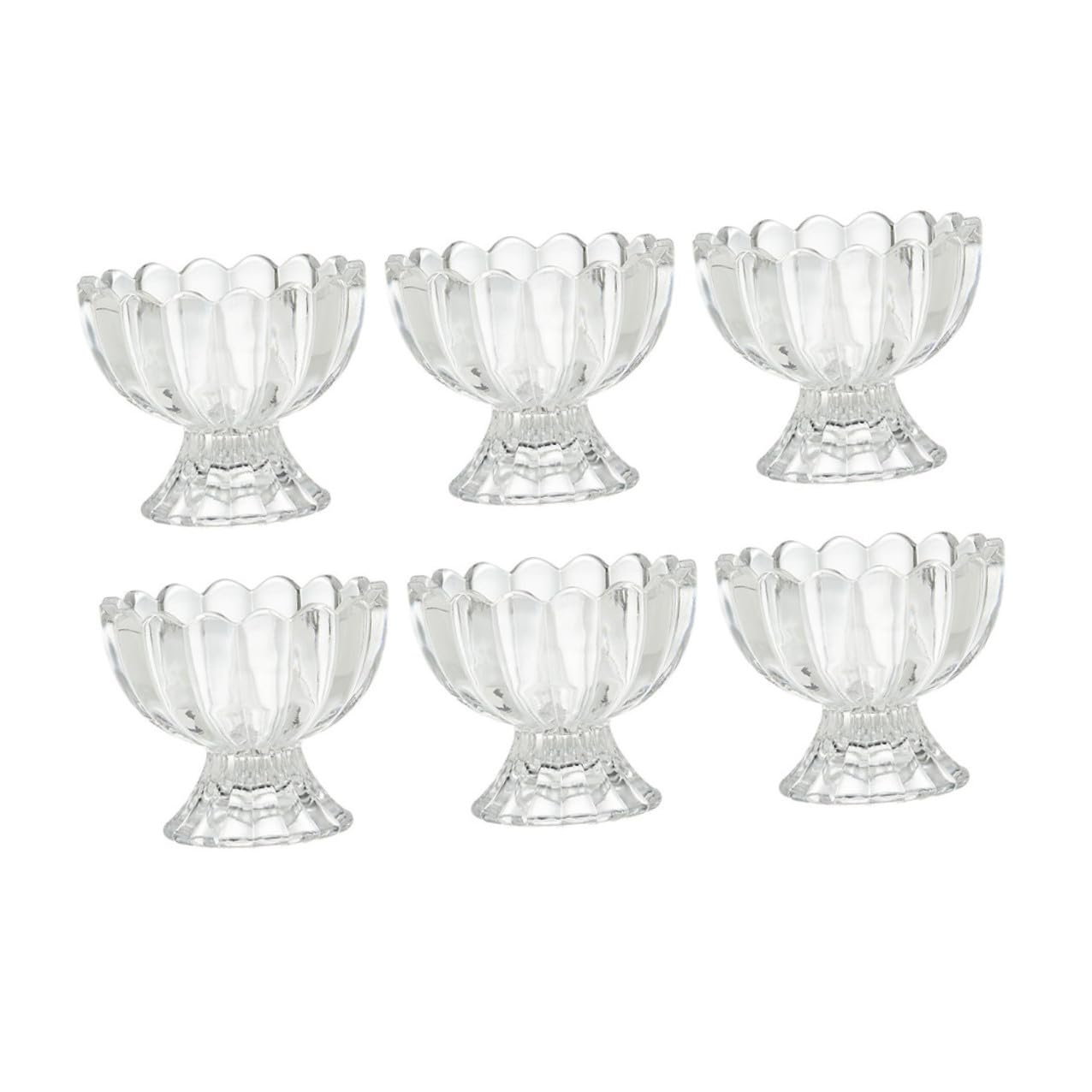 NUOBESTY 6 Vasos de Postre de Vidrio Transparentes de 100 Ml Superficie Lisa y Moldeado Sola Pieza para Servir Helados y Pudines en Casa