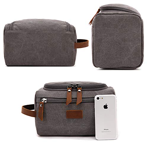 Men's Toiletry Bag Canvas Shaving Dopp Kit Travel Bathroom Bags Organizer (Black)