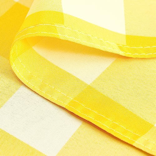 Hiasan Checkered Round Tablecloth 45 Inch - Waterproof & Wrinkle Resistant Washable Fabric Spring Table Cloth for Dining Room Party Outdoor Picnic, Yellow and White by Hiasan - Image 5