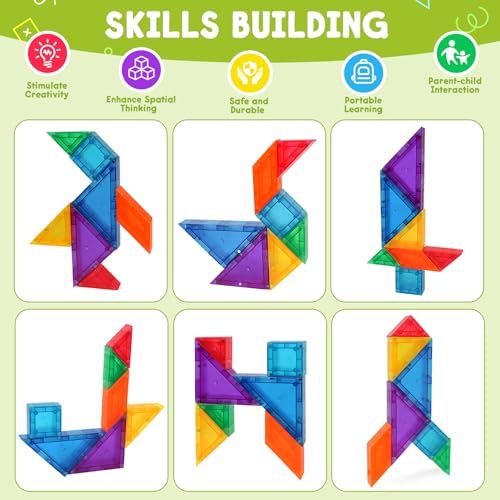 3D Magnetic Travel Tangram Puzzle, STEM Brain Teasers Toy for Kids&Adults - image 5