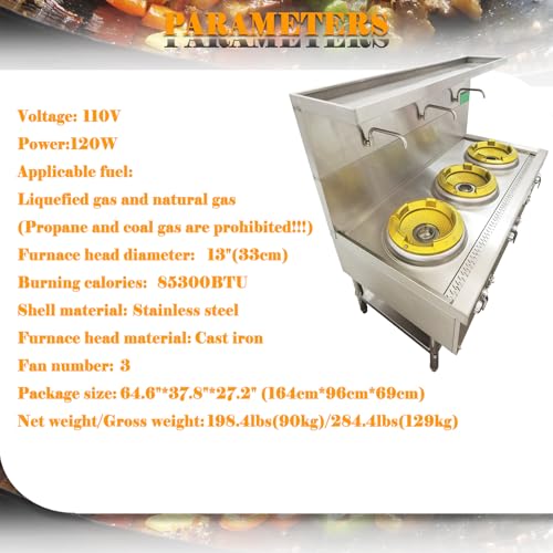 Estufa a gas 3 quemadores 63 cm 110V miniatura 5