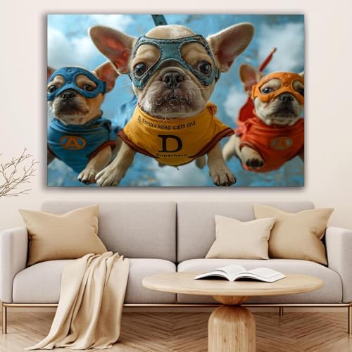 Chien peintures sur toile modernes DunPei Art tableau mural décoratif salon chambre 30x50cm - 4