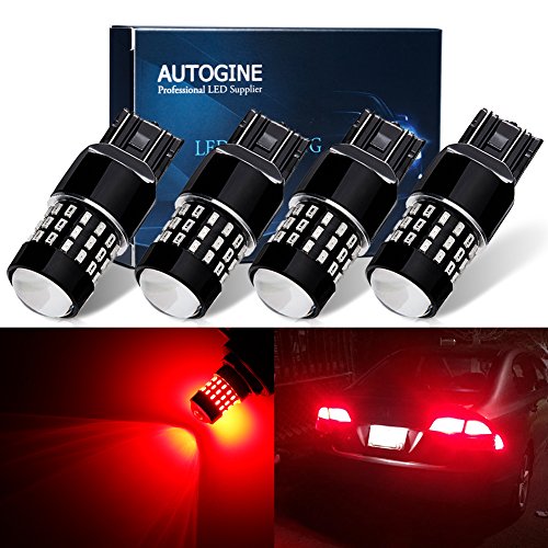 AUTOGINE 4 X Super Bright 9-30V 7440 7441 7443 7444 992 LED Bulbs 3014 54-EX Chipsets with Projector for Tail Lights Brake Lights, Brilliant Red