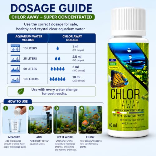 Image of VAYINATO Aquatic Remedies Chlor Away Aquarium Fish Tank Water Chlorine Remover Water Conditioner (60 ML)