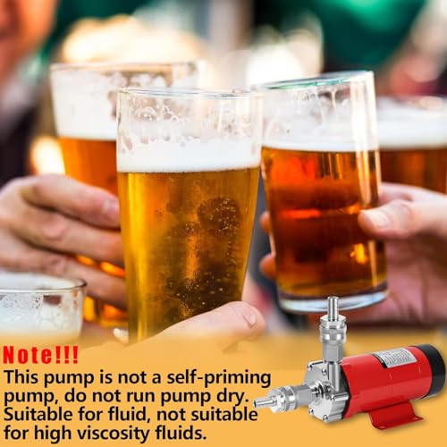 Image of Magnetic Beer Pump Wort Pump for Brewing, 304 Food Grade Stainless Steel Head Brew Pump Magnetic Drive Pump with Inline Switch, Beer Line Clamps & Quick Disconnect Set