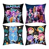 UBBY 4 fundas de cojín Demon Hunters, diseño agradable, funda de almohada con impresión en ambos lados, 45 x 45 cm, para sofá, dormitorio, salón, balcón, habitación infantil