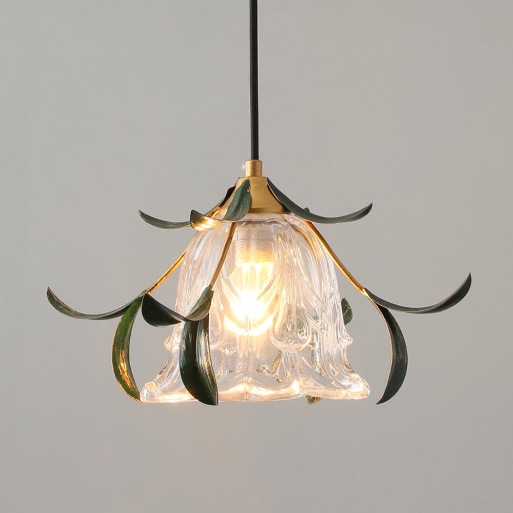 Lustre de style campagnard français en verre luminaire suspendu or