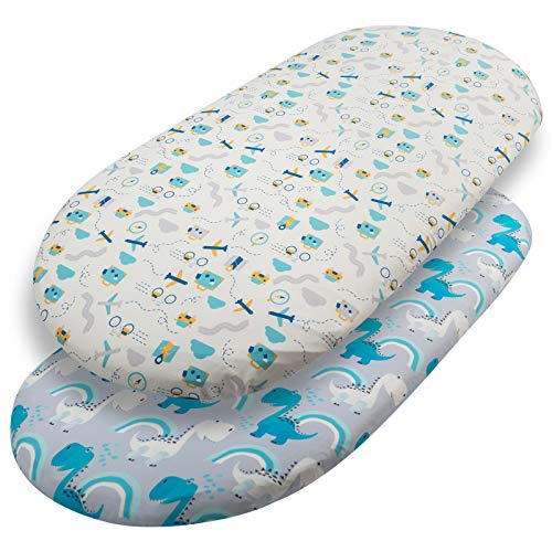 ALVABABY 2-Pack Stretchy Jersey Bassinet Sheet and Changing Pad Covers