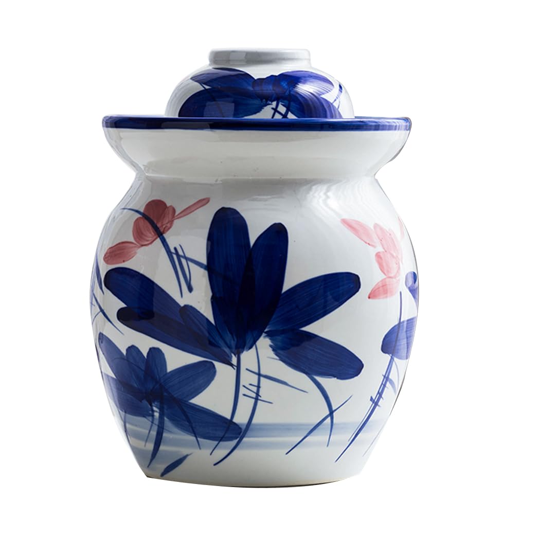 Ceramiczny słoik na marynaty z pokrywkami, duży tradycyjny porcelanowy słoik do marynowania, ceramiczny garnek fermentacyjny z uszczelką wodną pokrywką śluzy powietrznej, garnek z kapustą