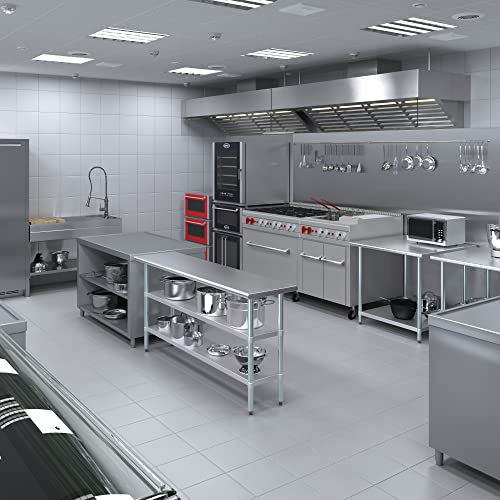 Image of AmGood Stainless Steel Work Table with 2 Shelves | NSF | Metal Utility Table (72 inch Long x 18 inch Deep)