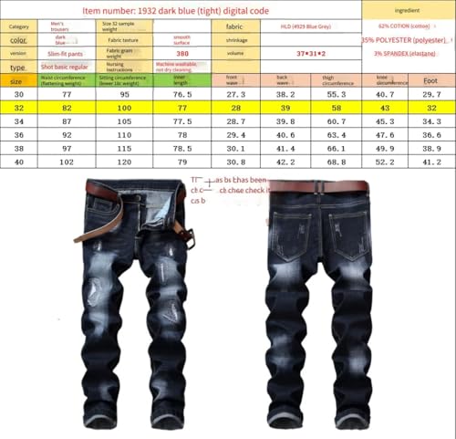 Men's Jeans Pant Break Hole Baggy Pants Clothing Embroidery Slim and Thin Elasticity Straight Trousers4