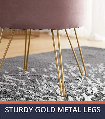 image for Ornavo Home Modern Round Velvet Storage Ottoman Foot Rest Stool/Seat w