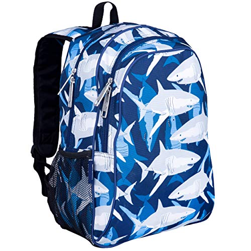Wildkin Children's Backpack with Side Pocket - Sharks Sac à Dos Enfants, 41 cm, 3 liters, Bleu (Blue)