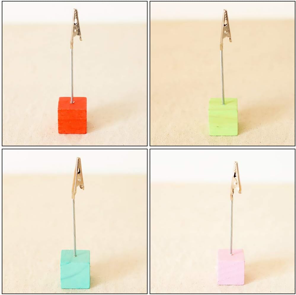 NUOBESTY 8Pcs Christmas Table Number Holder Wooden Name Place Memo Card Holder Pictures Paper Menu Note Clip Message Folder Memo Clips Holder Stand - Image 3