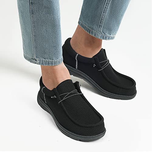 Bruno Marc Men's Arch Support Casual Slip-on Shoes Loafers for Men Non Slip Comfortable Boat Shoes,Size 8,Black,SBLS2302M