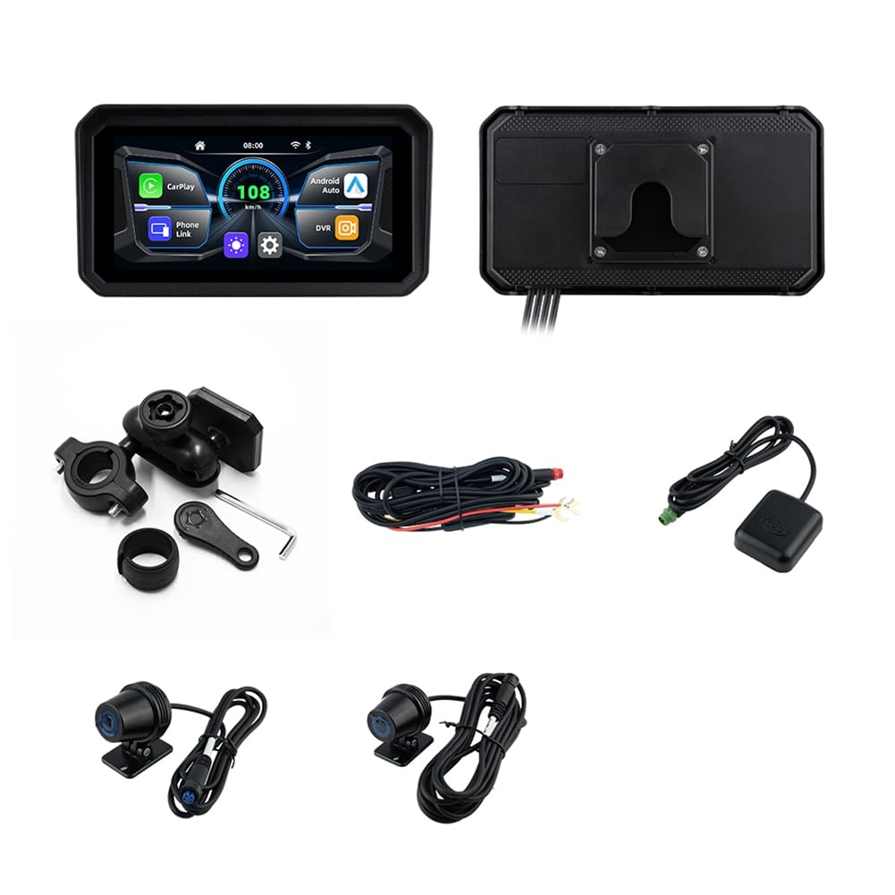 Tableau de Bord de Moto Numérique de 6,25 Pouces Portable de 6,25 Pouces Navigation de Moto IPS Carplay & Android Auto Diguct Dashboard Antift Vol Affichage de Navigation Amovible Écran